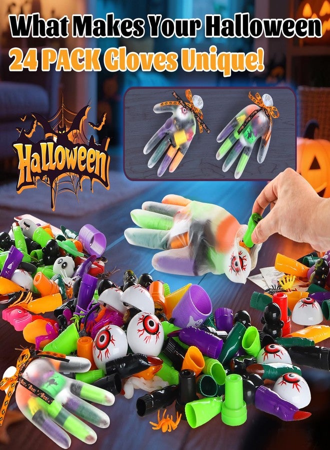 xFFFun 338PCS Halloween Party Favors for Kids, 24 Pack Halloween Toys Bulk with Glove Treat Bag for Kids Classroom Prizes, Halloween Goodies Bag Stuffers, Non Candy Trick or Treat Toys Party Giveaways - Image 2